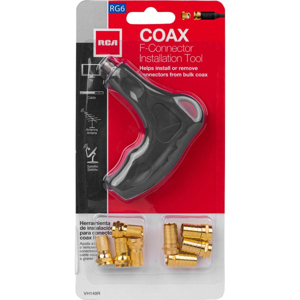 RCA VH149R F Connector Install Tool with Twist and Crimp On Connectors